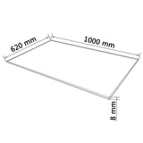 Table Top Tempered Glass Rectangular 1000x620 mm - Top-Down View