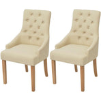 Dining Chairs 2 pcs Cream Fabric