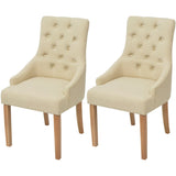 Dining Chairs 2 pcs Cream Fabric