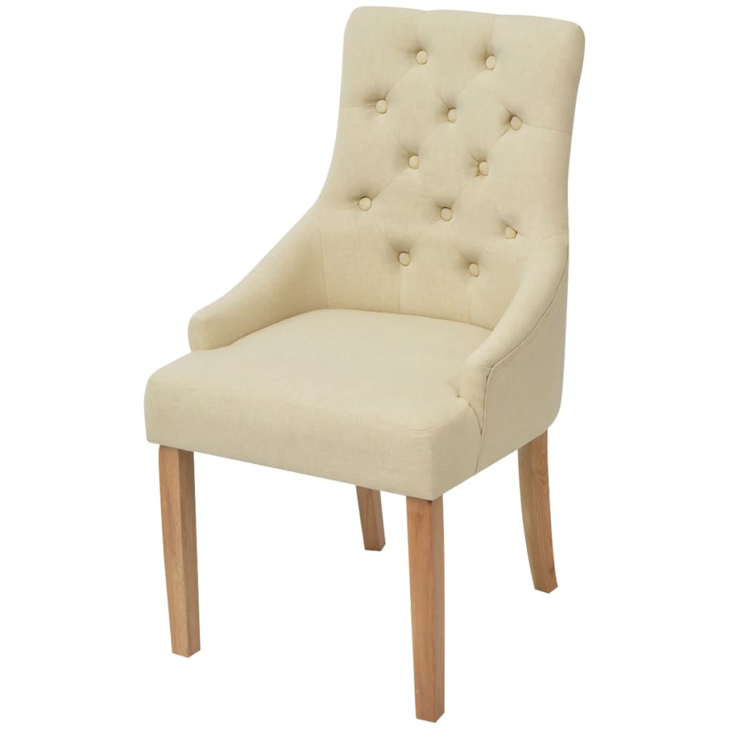 Dining Chairs 2 pcs Cream Fabric