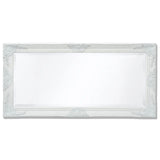 Wall Mirror Baroque Style 100x50 cm White - 45-Degree Angle