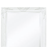 Wall Mirror Baroque Style 100x50 cm White - Close-Up Angle