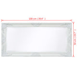 Wall Mirror Baroque Style 100x50 cm White - Extra Image