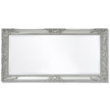 Wall Mirror Baroque Style 100x50 cm Silver - 45-Degree Angle