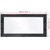 Wall Mirror Baroque Style 100x50 cm Black - Extra Image