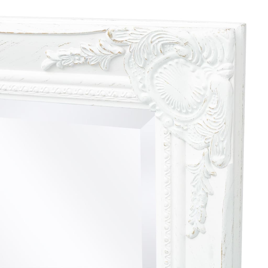 Wall Mirror Baroque Style 120x60 cm White