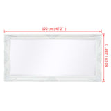 Wall Mirror Baroque Style 120x60 cm White - Extra Image