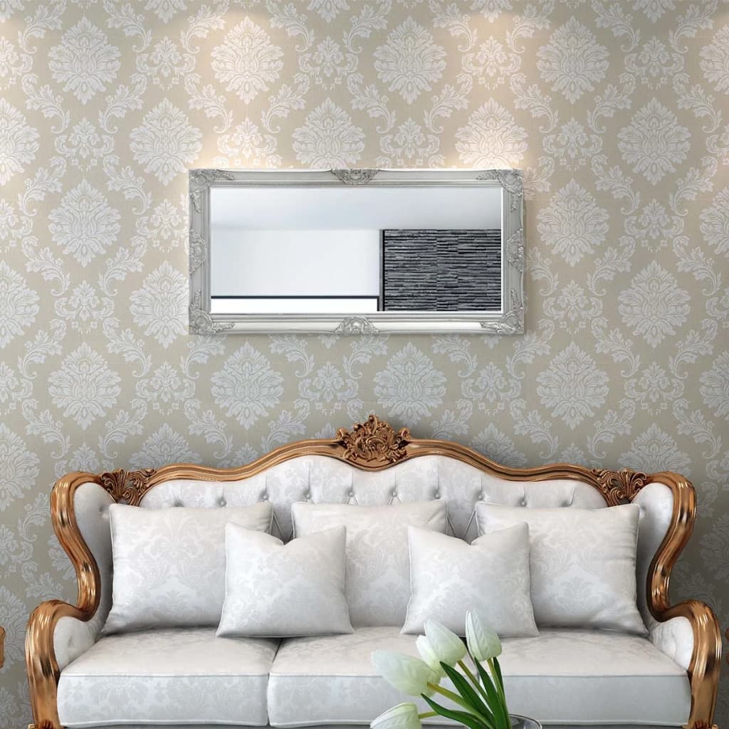 Wall Mirror Baroque Style 120x60 cm Silver