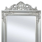 Free-Standing Mirror Baroque Style 160x40 cm Silver - Front View
