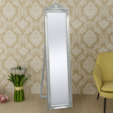 Free-Standing Mirror Baroque Style 160x40 cm Silver - Rear View