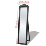 Free-Standing Mirror Baroque Style 160x40 cm Black - Close-Up Angle
