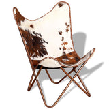 Butterfly Chair Brown and White Real Cowhide Leather - Top-Down View