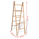 Double Towel Ladder with 5 Rungs Bamboo 50x160 cm - 45-Degree Angle