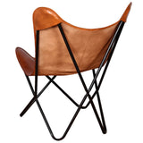 Butterfly Chair Brown Real Leather - 45-Degree Angle