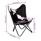 Butterfly Chair Black and White Real Cowhide Leather - Extra Image
