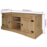 TV Cabinet Mexican Pine Corona Range 120x40x52 cm - 45-Degree Angle