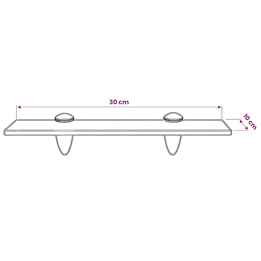 Floating Shelf Glass 30x10 cm 8 mm