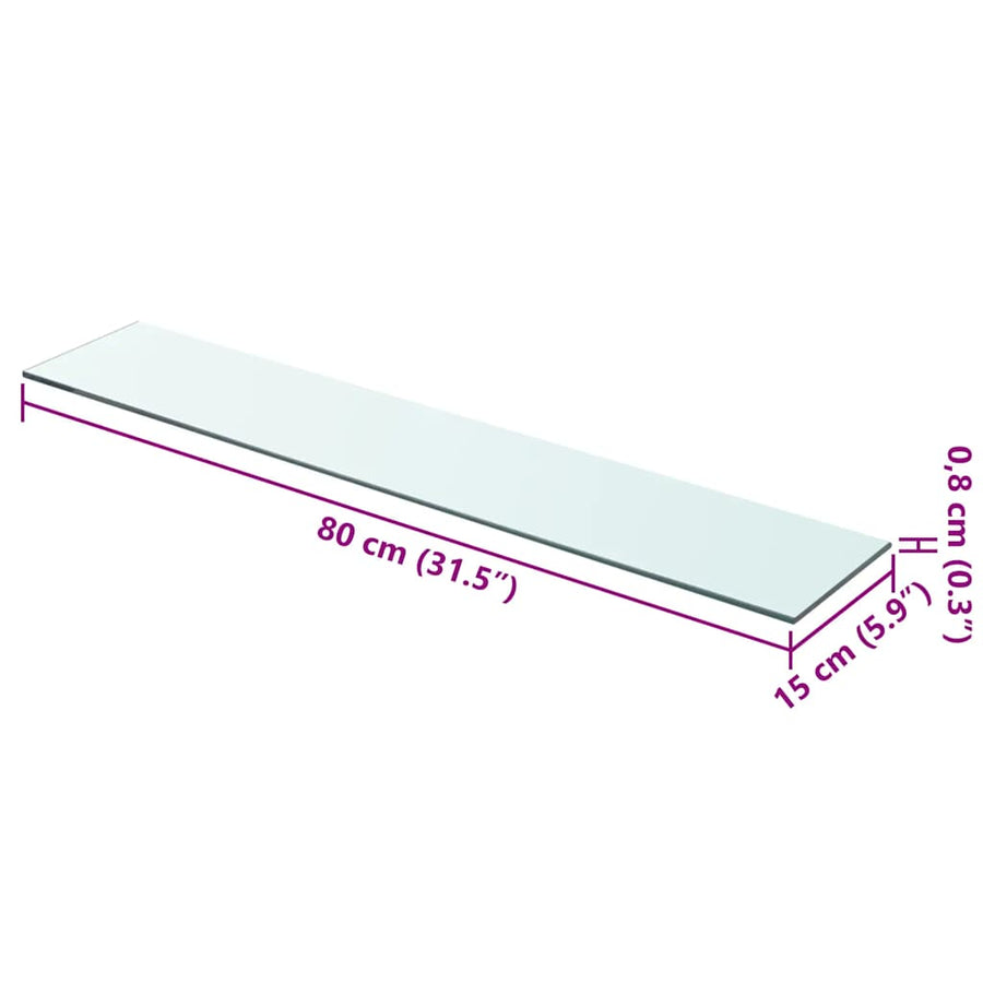Shelf Panel Glass Clear 80x15 cm