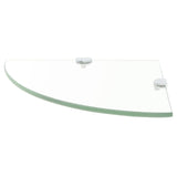 Corner Shelf with Chrome Supports Glass Clear 25x25 cm - Front View