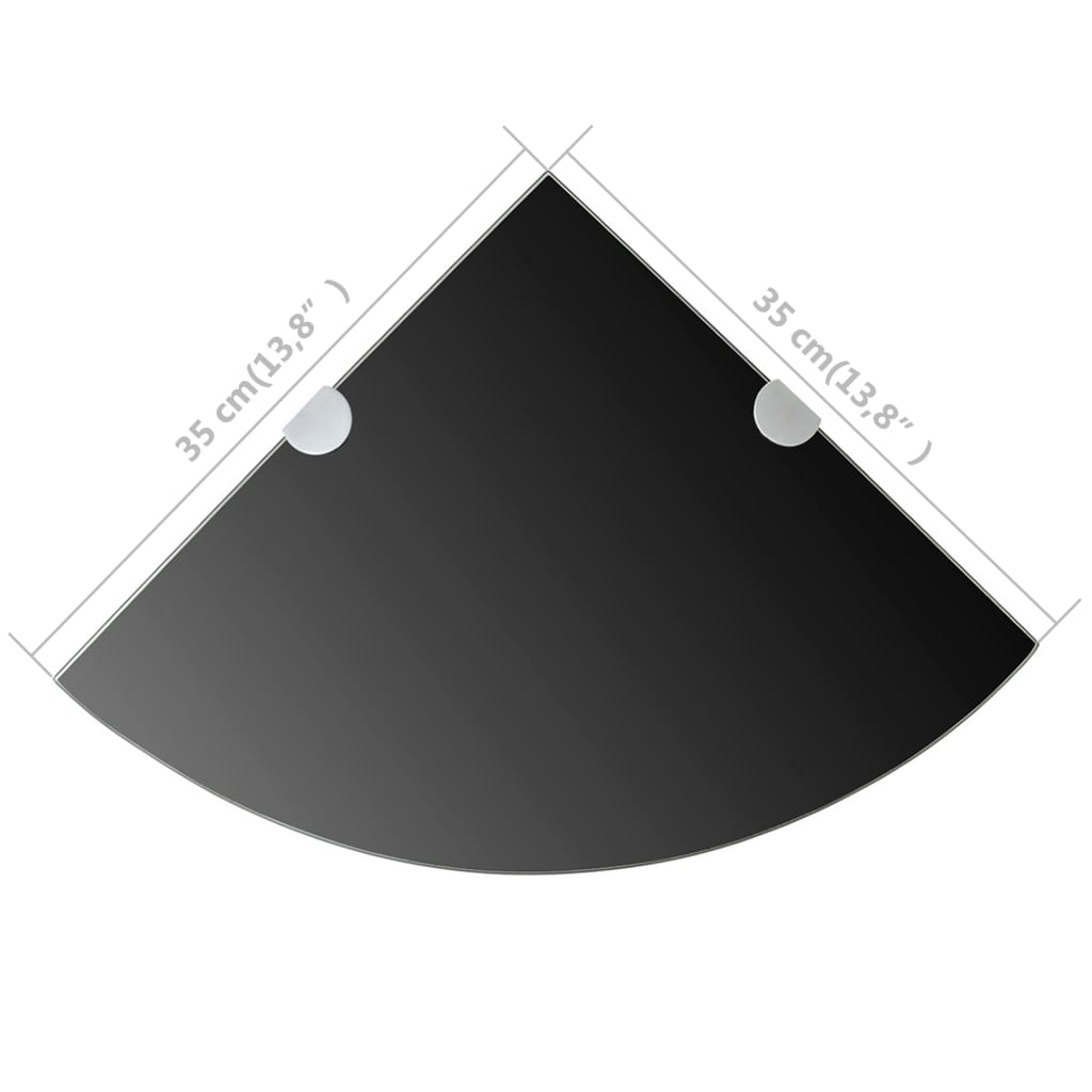Corner Shelf with Chrome Supports Glass Black 35x35 cm