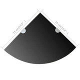Corner Shelf with Chrome Supports Glass Black 35x35 cm