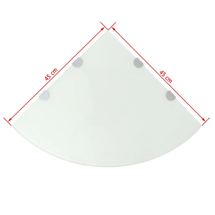 Corner Shelf with Chrome Supports Glass White 45x45 cm