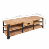 TV Stand Solid Acacia Wood 140x40x45 cm - 45-Degree Angle