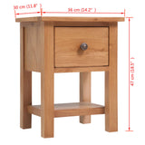 Nightstand 36x30x47 cm Solid Oak Wood - Rear View