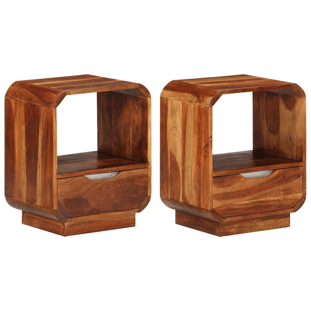 Nightstand with Drawer 2 pcs Solid Acacia Wood 40x30x50 cm