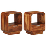 Nightstand with Drawer 2 pcs Solid Acacia Wood 40x30x50 cm