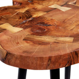 Log Bar Table Solid Acacia Wood 90x60x110 cm - Low Angle