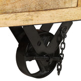 Side Table with Drawer Wheels Mango Wood 40x40x45 cm - Extra Image