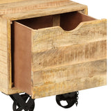 Side Table with Drawer Wheels Mango Wood 40x40x45 cm - Extra Image