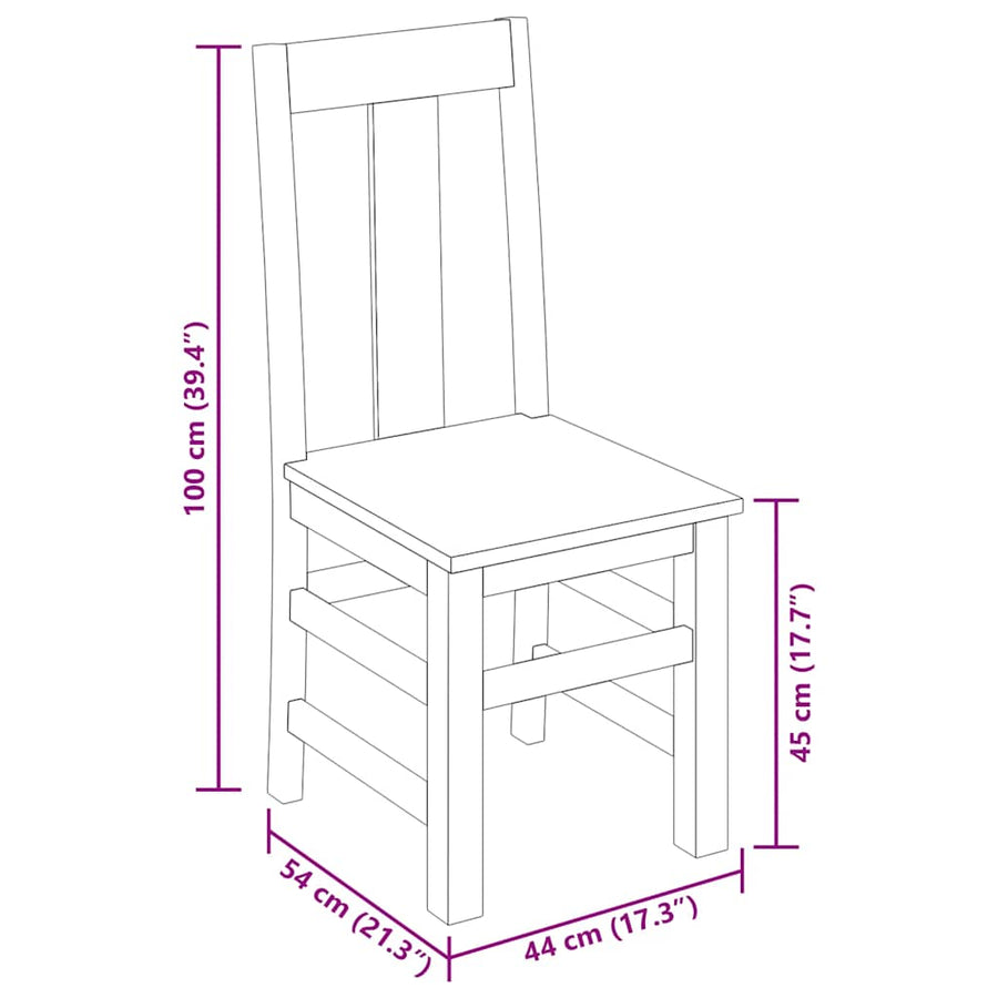 Dining Chairs 2 pcs Solid Acacia Wood