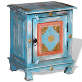 Nightstand Solid Mango Wood Blue - Front View