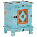 Nightstand Solid Mango Wood Blue - Side View