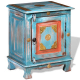 Nightstand Solid Mango Wood Blue - 45-Degree Angle