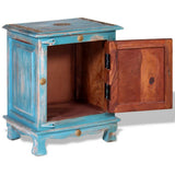 Nightstand Solid Mango Wood Blue - Rear View