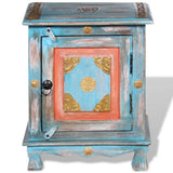 Nightstand Solid Mango Wood Blue - Close-Up Angle