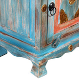 Nightstand Solid Mango Wood Blue - Low Angle
