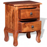 Nightstand with Drawers Solid Acacia Wood - Rear View