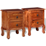 Nightstands with Drawers 2 pcs Solid Acacia Wood - Side View