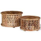 Two Piece Coffee Table Set Solid Mango Wood - Side View