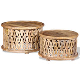 Two Piece Coffee Table Set Solid Mango Wood - 45-Degree Angle