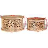 Two Piece Coffee Table Set Solid Mango Wood - Low Angle