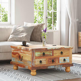 Coffee Table Reclaimed Wood 70x70x38 cm - Side View