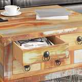 Coffee Table Reclaimed Wood 70x70x38 cm - Top-Down View