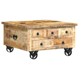 Coffee Table Rough Mango Wood 70x70x40 cm - Front View