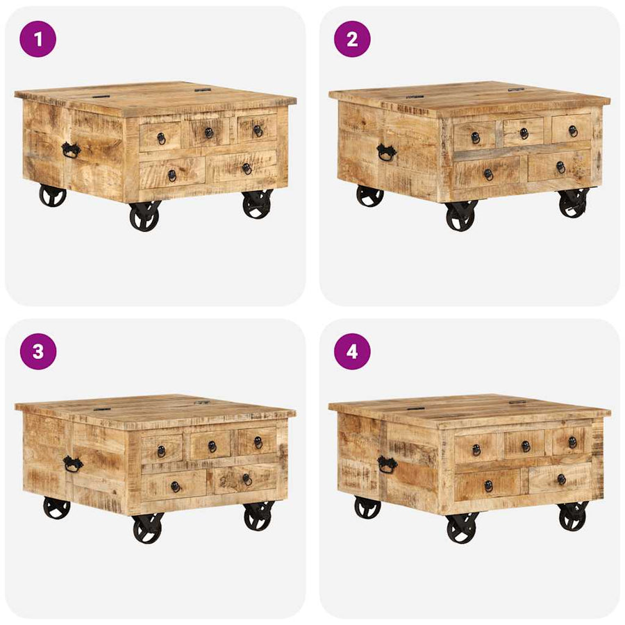 Coffee Table Rough Mango Wood 70x70x40 cm