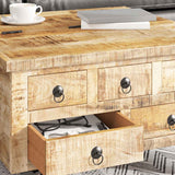 Coffee Table Rough Mango Wood 70x70x40 cm - Top-Down View